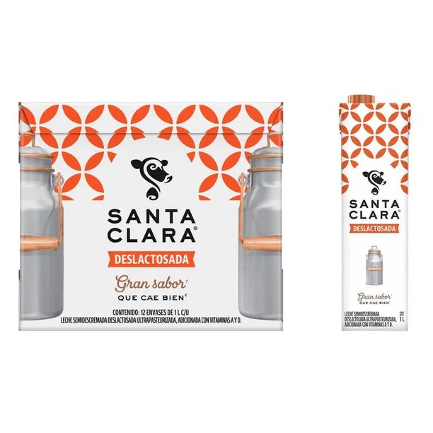 Caja de 12 Piezas de 1LT c/u de Leche Santa Clara Deslactosada