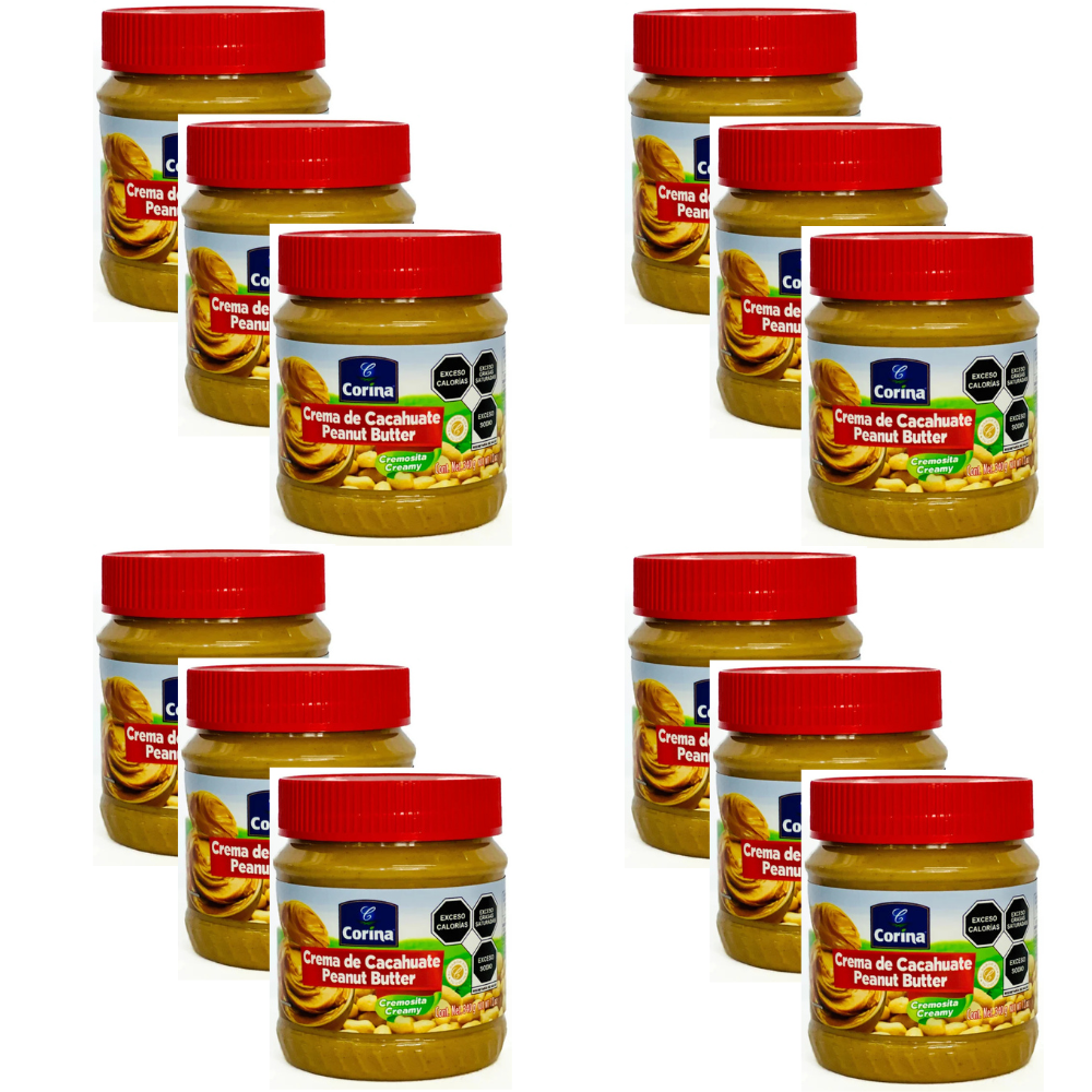 Caja de 12 Piezas de 340GR c/u de Crema De Cacahuate Corina