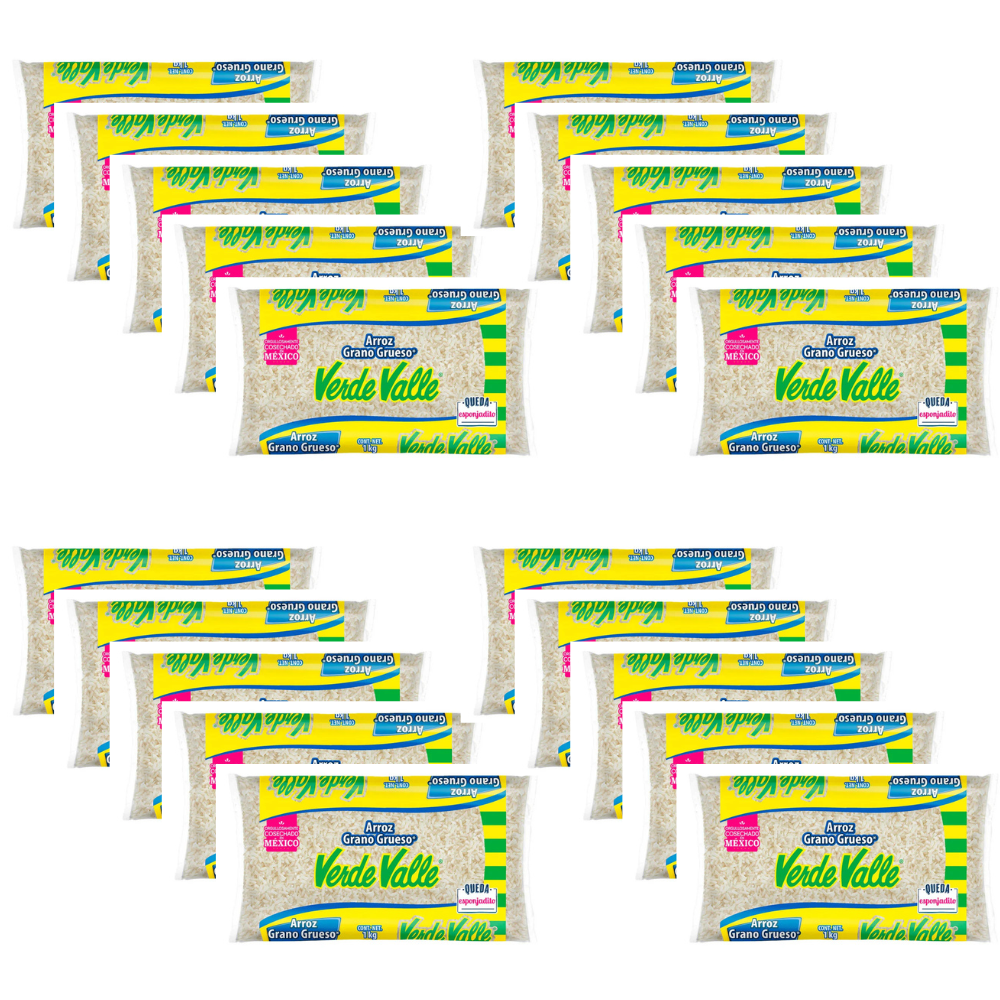 Caja de 20 piezas de 900GR c/u Arroz Morelos Verde Valle