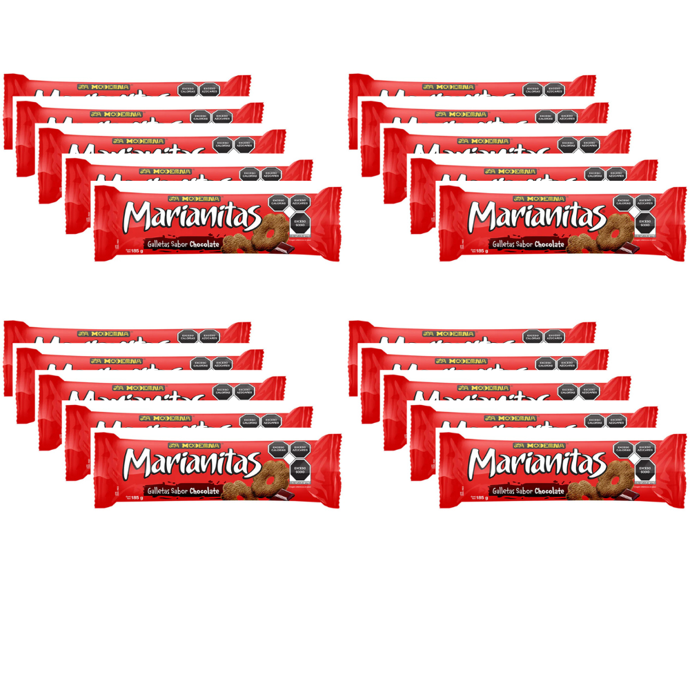 Caja de 20 Piezas de 185 GR c/u Galletas Marianitas Chocolate