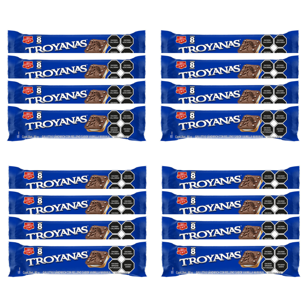Caja de 16 Piezas de 80 GR c/u Galletas Troyanas Combinado