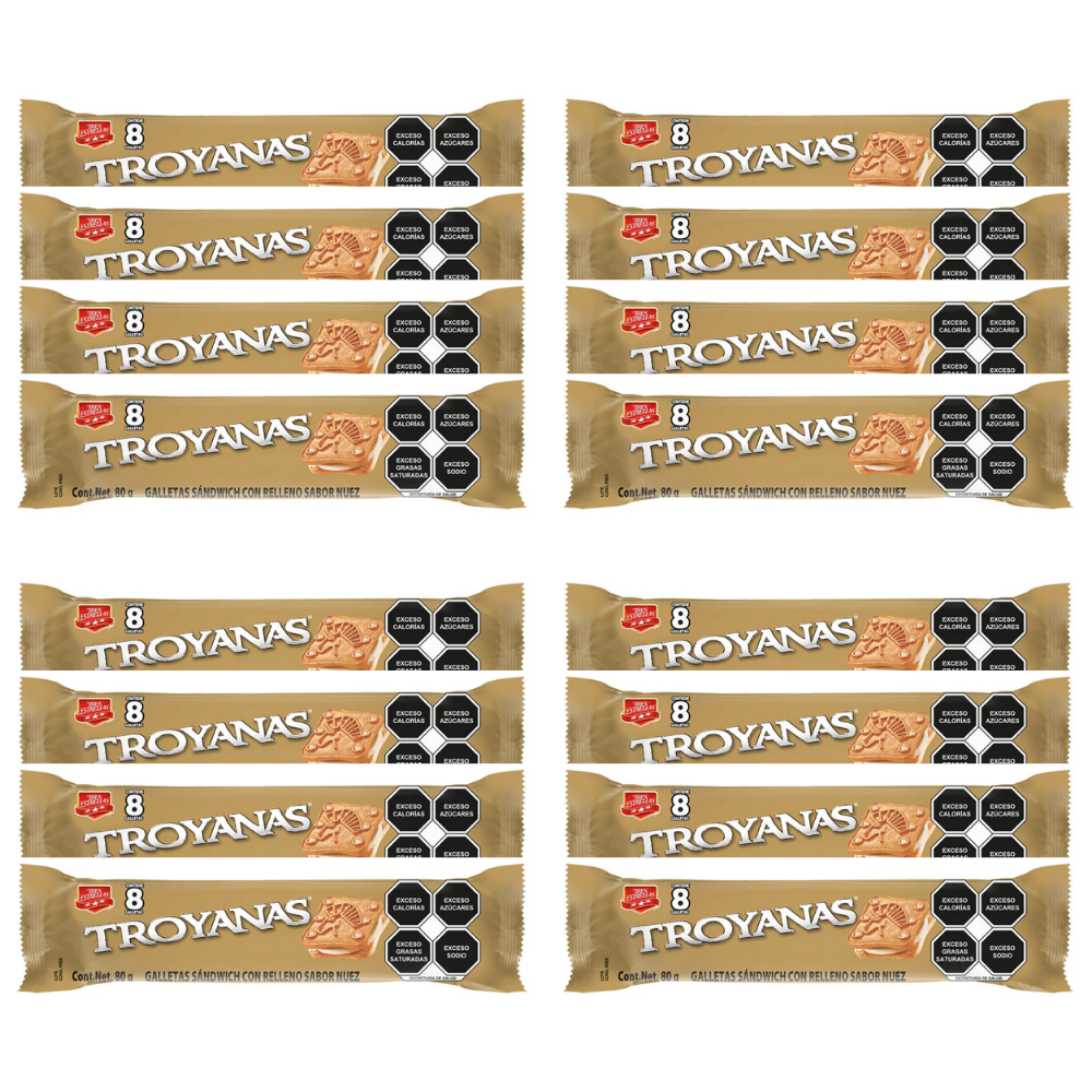 Caja de 16 Piezas de 80 GR c/u Galletas Troyanas Nuez