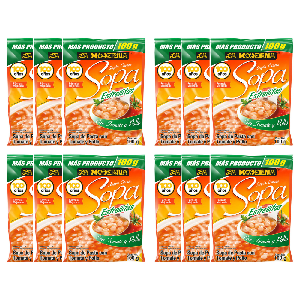 Caja de 12 Piezas de 100 GR c/u La Moderna Instantanea Estrella