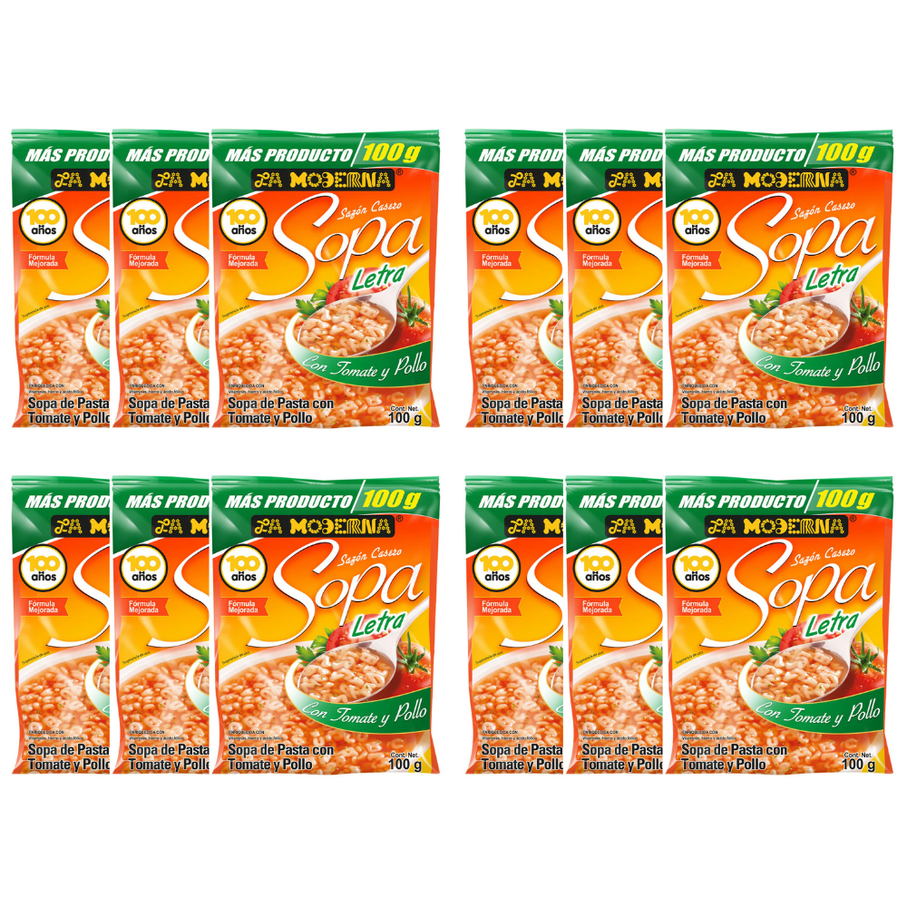 Caja de 12 Piezas de 100 GR c/u La Moderna Instantanea Letra
