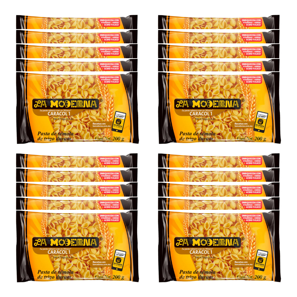 Caja de 20 Piezas de 200 GR c/u Sopa La Moderna Caracol 1