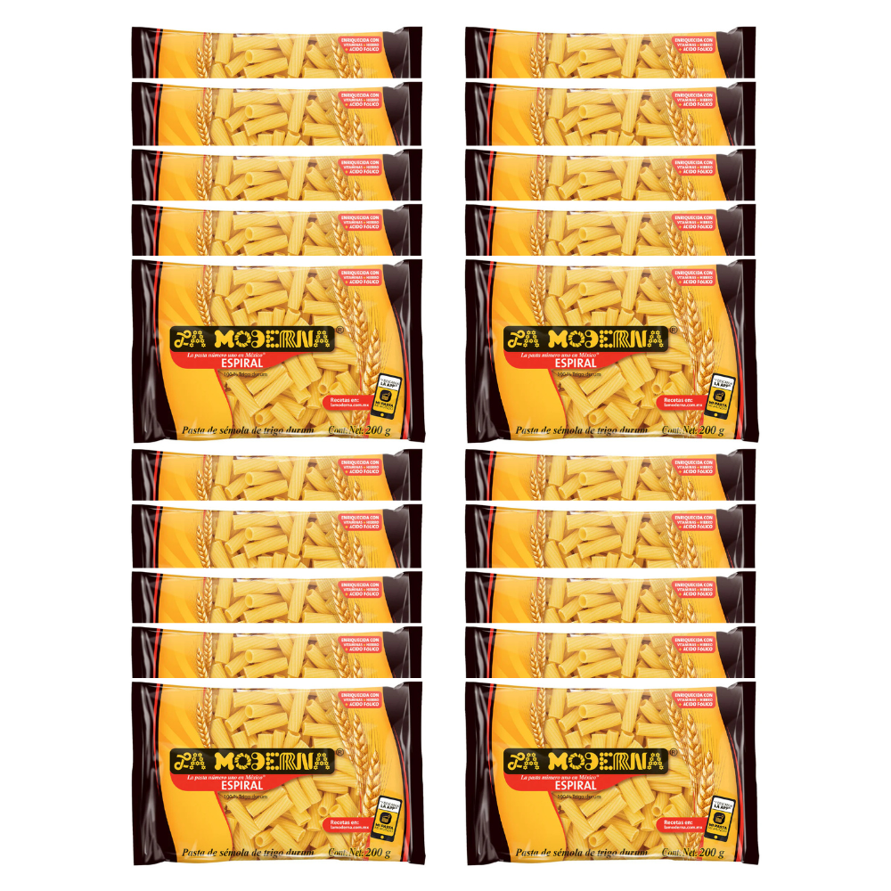 Caja de 20 Piezas de 200 GR c/u Sopa La Moderna Espiral La Moderna