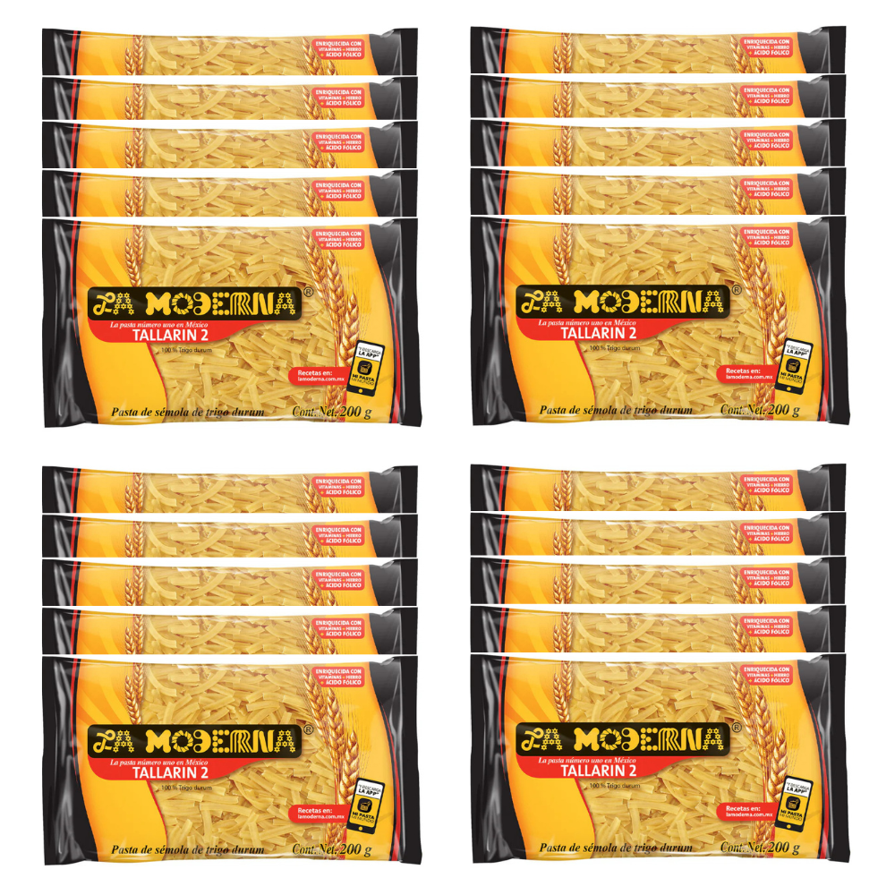 Caja de 20 Piezas de 200 GR c/u Sopa La Moderna Tallarin 2