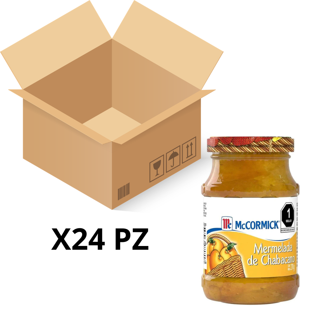 Caja de 24 Piezas de 270 GR c/u de Mermelada Mccormick Chabacano