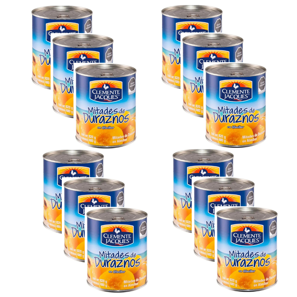 Caja de 12 Piezas de 820GR c/u de Durazno En Rebanadas Clemente Jacques