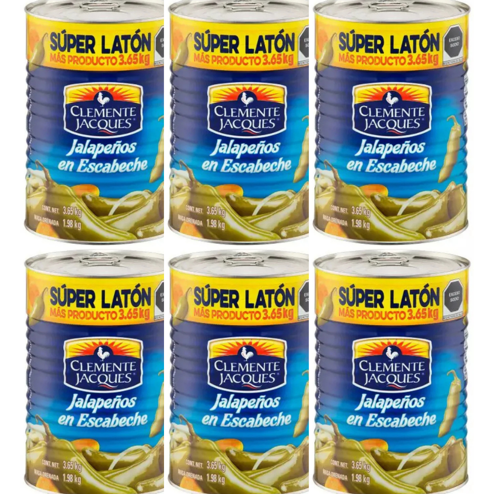 Caja de 6 Piezas de 3.65 KG c/u de Jalapeños Clemente Jacques