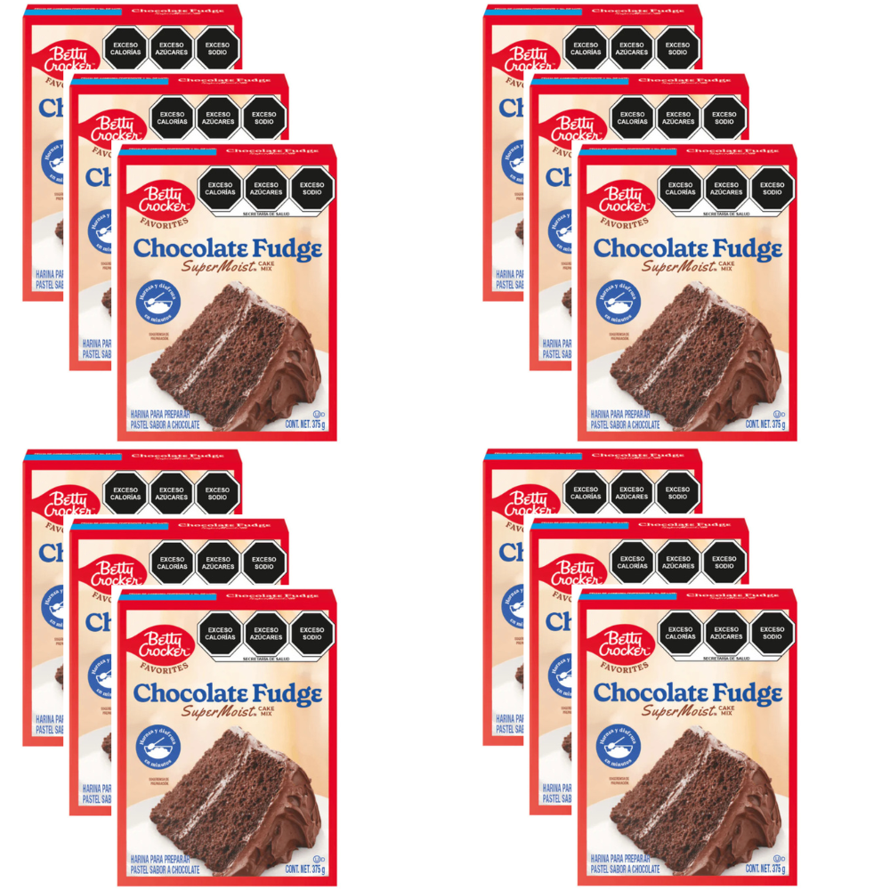 Caja de 12 Piezas de 375 GR c/u de Harina P/Pastel Chocolate Betty Crocker