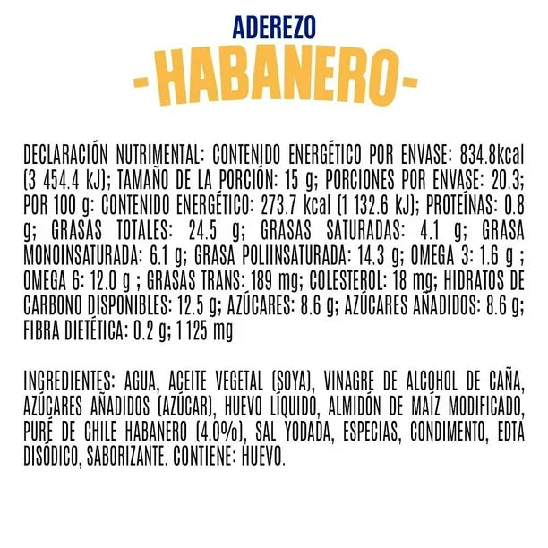 Caja de 12 Piezas de 305 GR c/u de Aderezo Mayonesa Mccormick Habanero