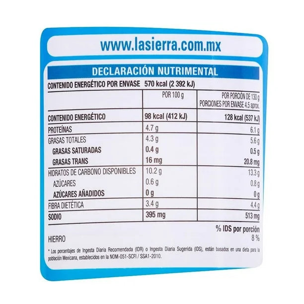 Caja de 12 Piezas de 580GR c/u de Frijoles La Sierra Negros Refritos