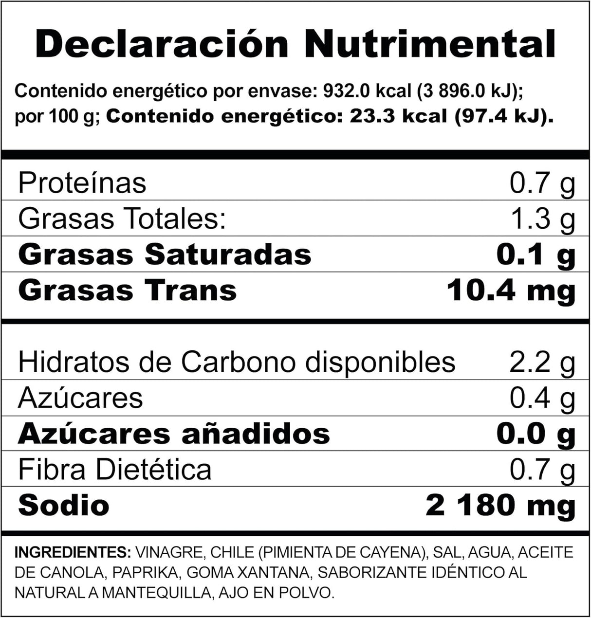 Caja de 4 Piezas de 3.78 ML c/u de Salsa Alitas Bufalo Red Hot Franks