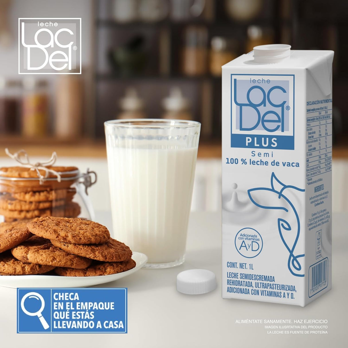 Caja de 12 piezas de 1LT c/u de Leche Entera Lac Del
