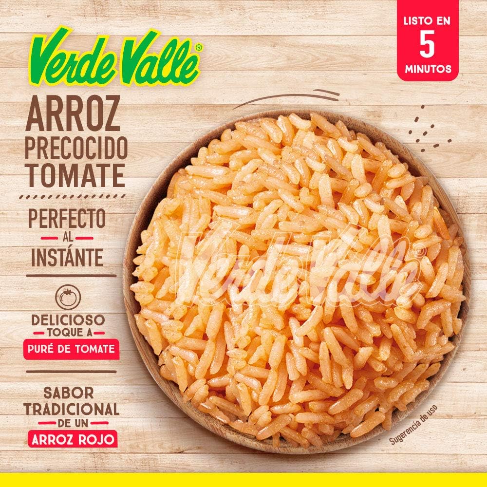 Caja de 16 piezas de 140GR c/u Arroz Tomate Precocido Verde Valle