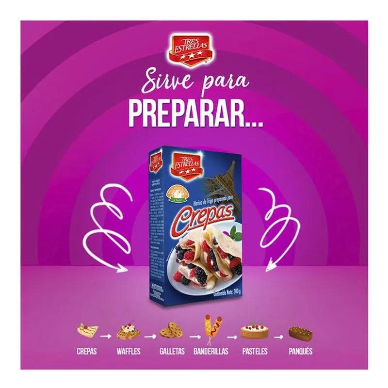 HARINA CREPAS TRES ESTRELLAS 12/300G