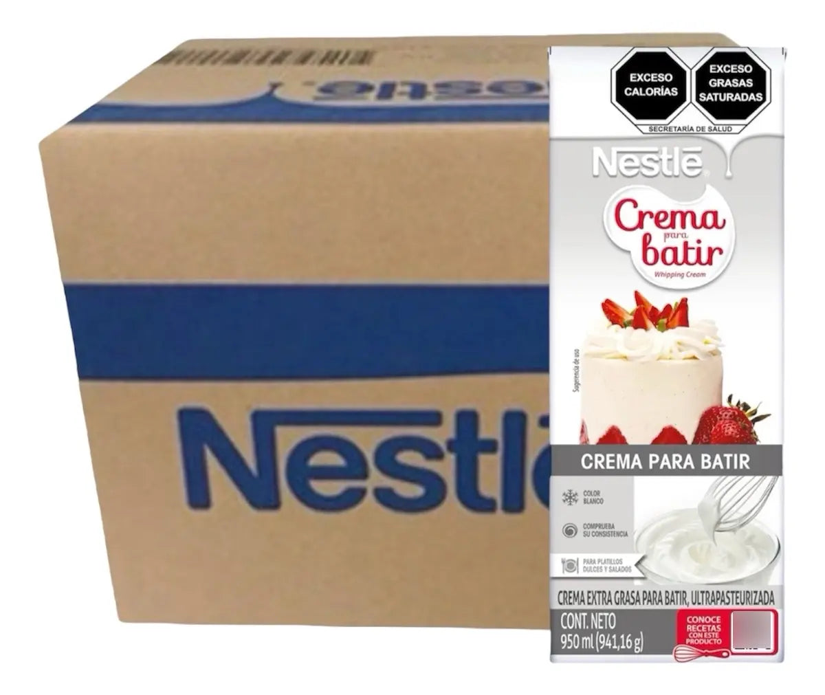 Caja de 12 Piezas de 950 ML c/u de Crema Para Batir Nestle