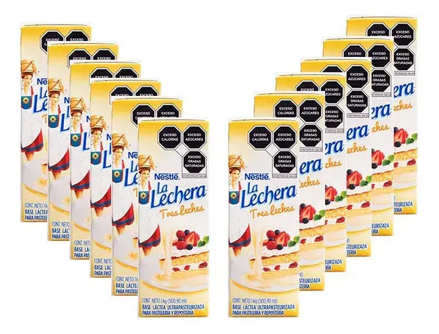 Caja de 12 Piezas de 1 KG c/u de La Lechera Tres Leches