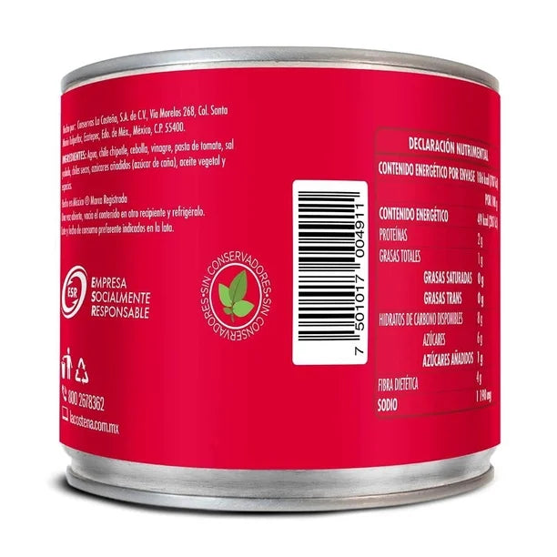 Caja de 24 Piezas de Chiles Chipotles Adobados en Lata La Costeña 380 GR c/u