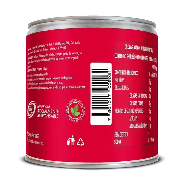 Caja de 24 Piezas de 220 GR c/u de Chiles La Costeña Chipotles Adobados