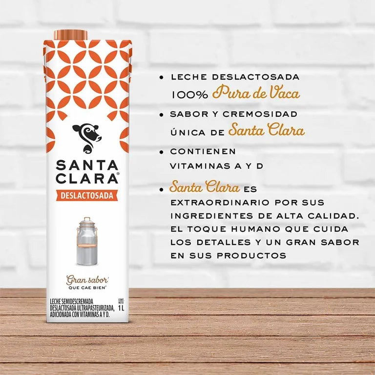 Caja de 12 Piezas de 1LT c/u de Leche Santa Clara Deslactosada