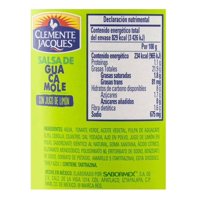 Caja de 12 Piezas de 355GR c/u de Salsa Guacamole Serrano Clemente Jacques