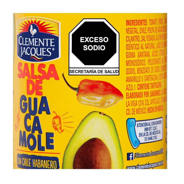 Caja de 12 Piezas de 355GR c/u de Salsa Guacamole Habanero Clemente Jacques