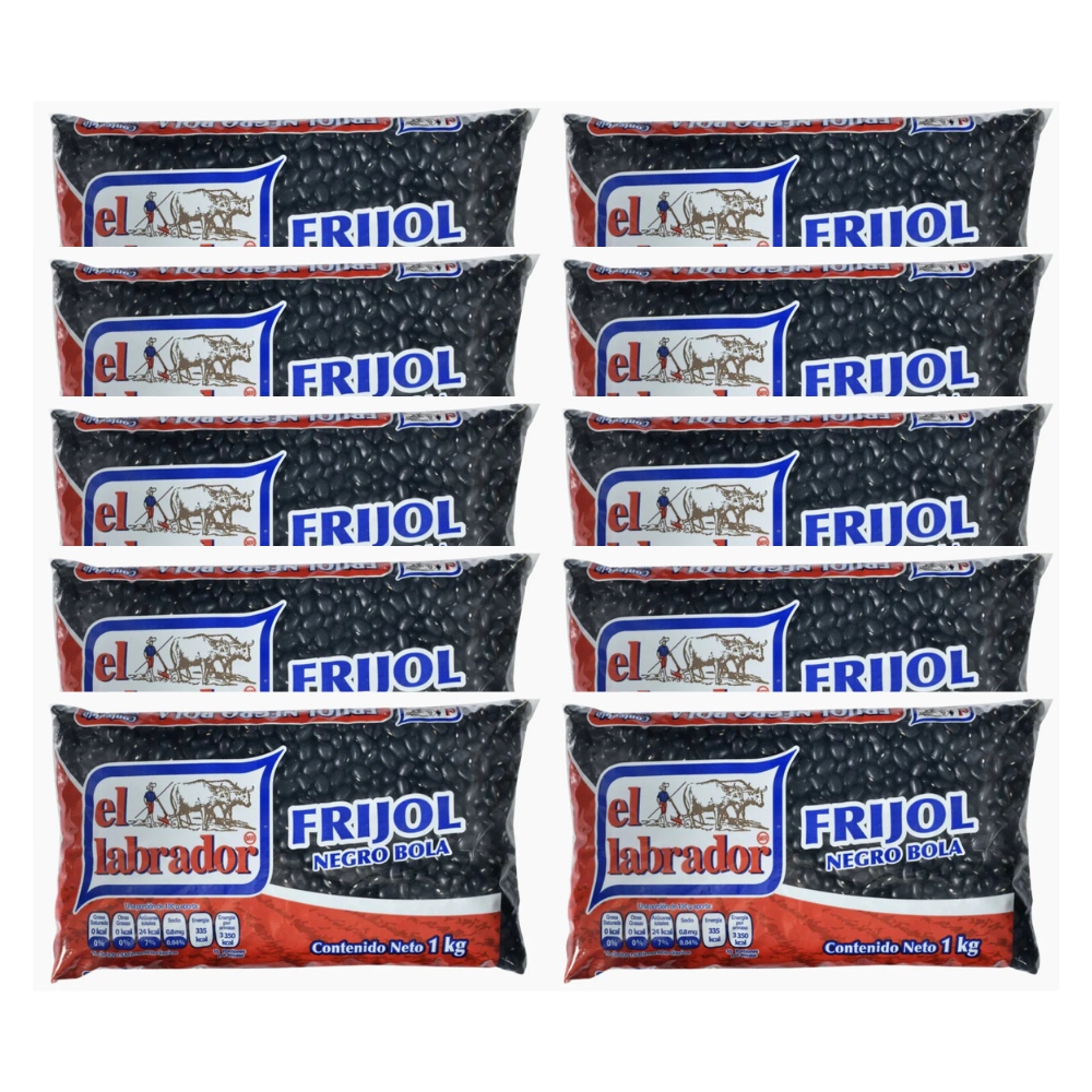 Bulto de 10 Paquetes de 1KG c/u de Frijol Negro Bola El Labrador