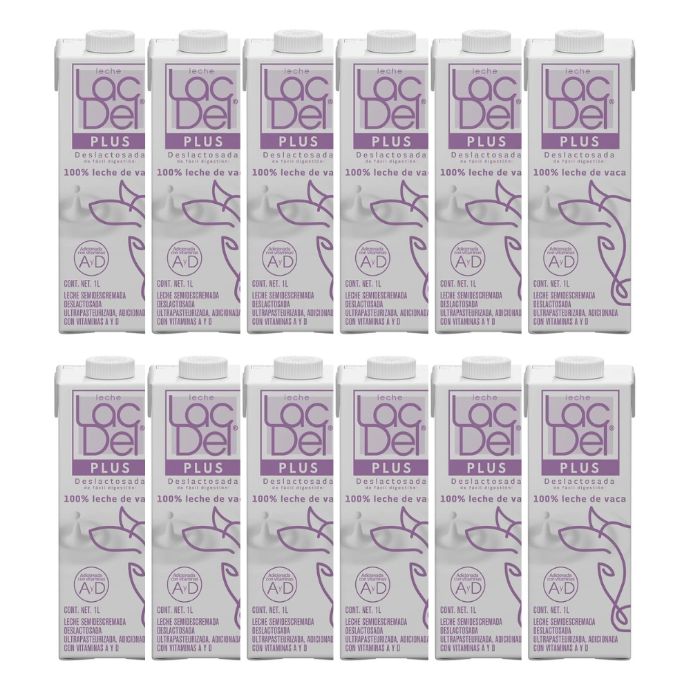 Caja de 12 piezas de 1LT c/u de Leche Deslactosada Lac Del