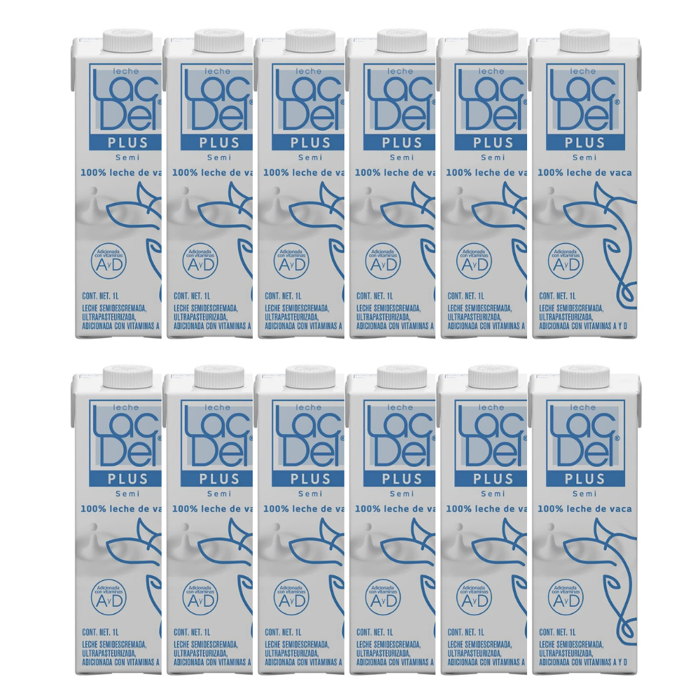 Caja de 12 piezas de 1LT c/u de Leche Entera Lac Del