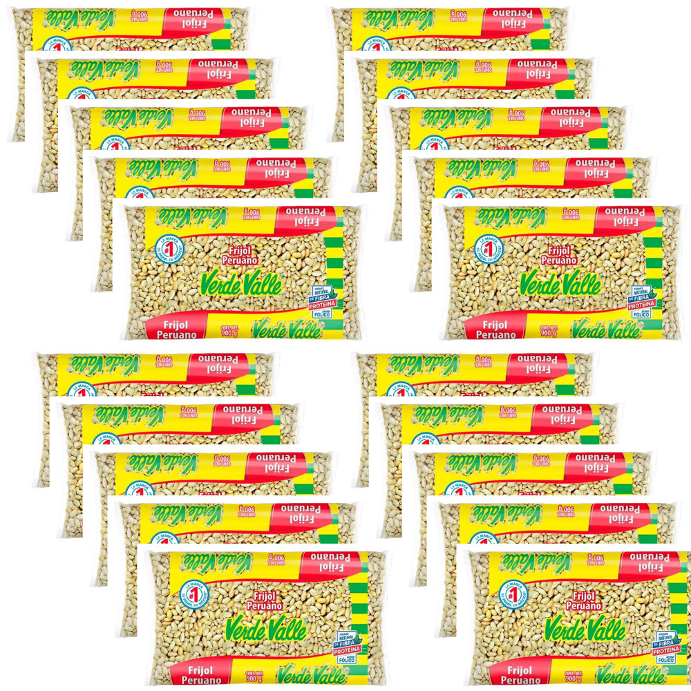 Caja de 20 piezas de 900GR c/u Frijol Peruano Verde Valle