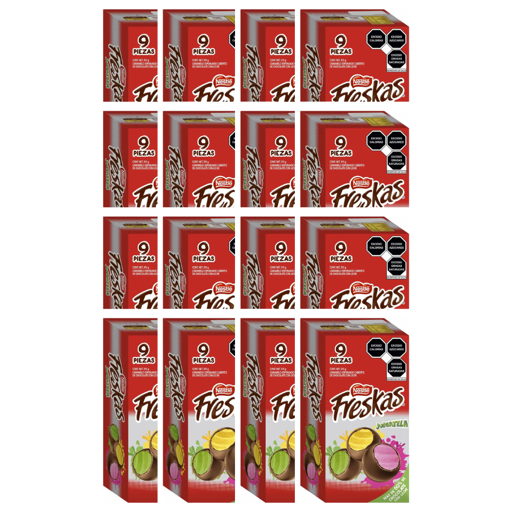 Caja de 16 Exibidores de 9 Piezas de 35 GR c/u de Caramelo Nestle Freskas