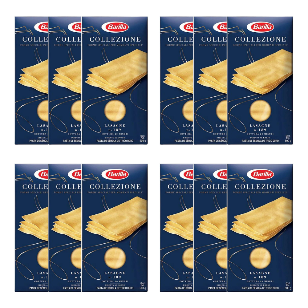 Caja de 12 piezas de 500 gr c/u de Pasta para Lasagne Barilla