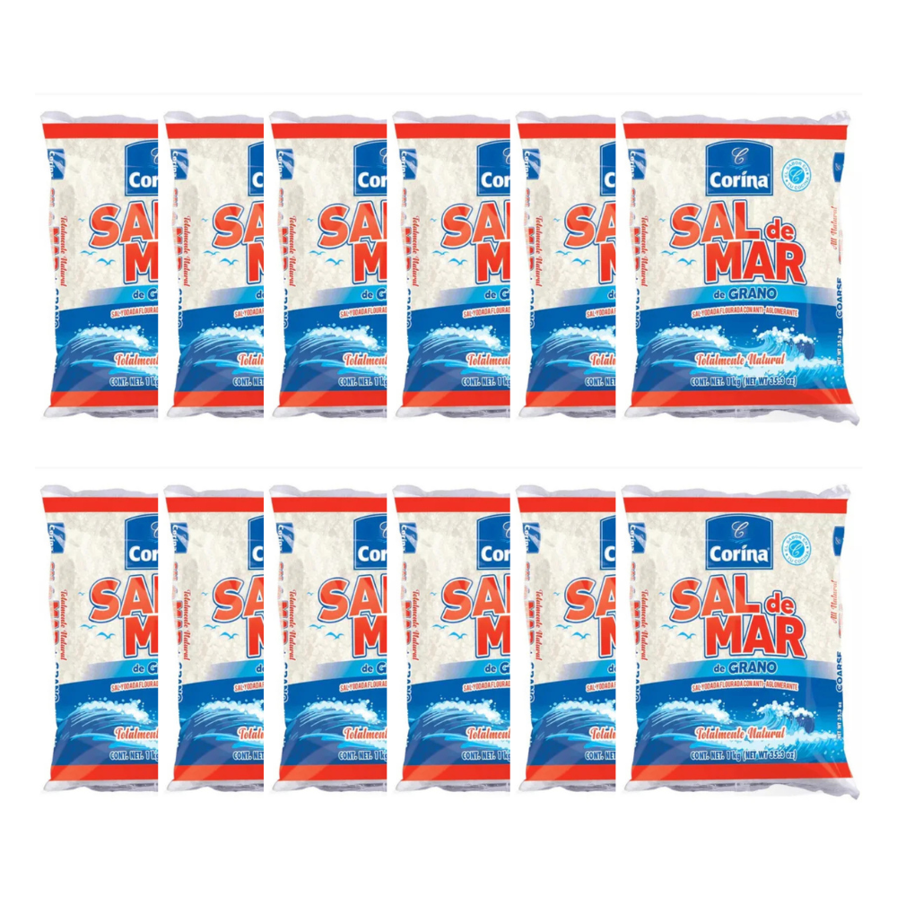 Caja de 12 Piezas de 1KG c/u de Sal De Grano Corina