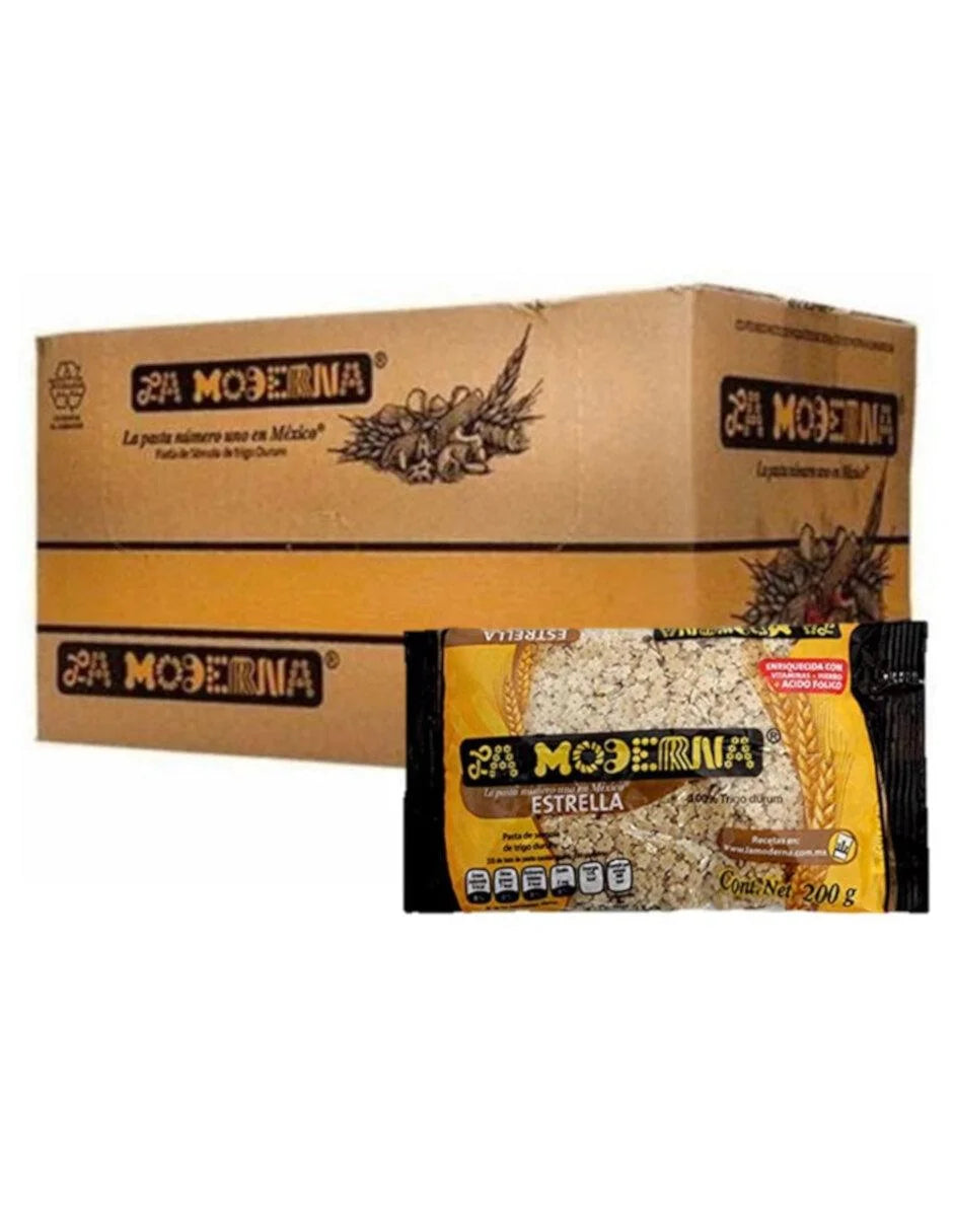 Caja de 20 Piezas de 200 GR c/u Sopa La Moderna Estrella