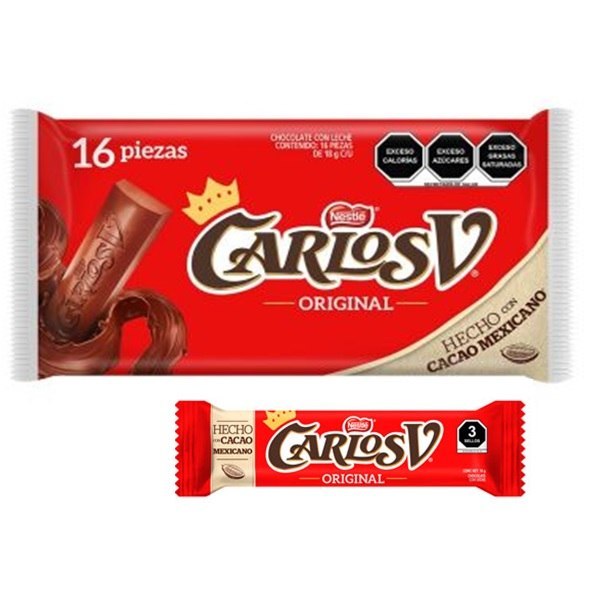 Caja de 28 Exibidores de 16 Piezas de 18 GR c/u de Chocolate Carlos V