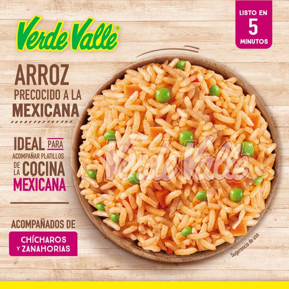 Caja de 16 piezas de 140GR c/u Arroz Mexicana Precocido Verde Valle