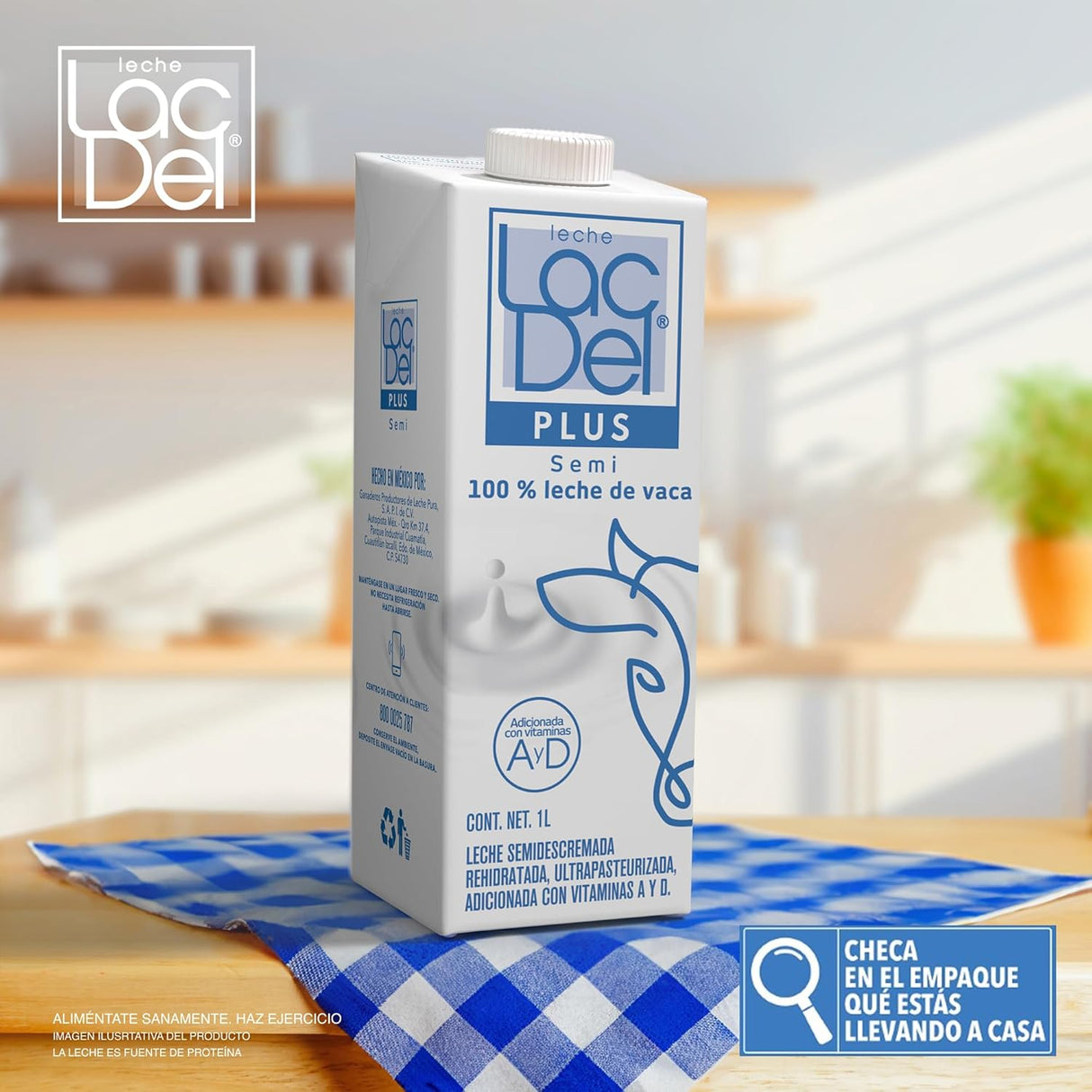 Caja de 12 piezas de 1LT c/u de Leche Entera Lac Del