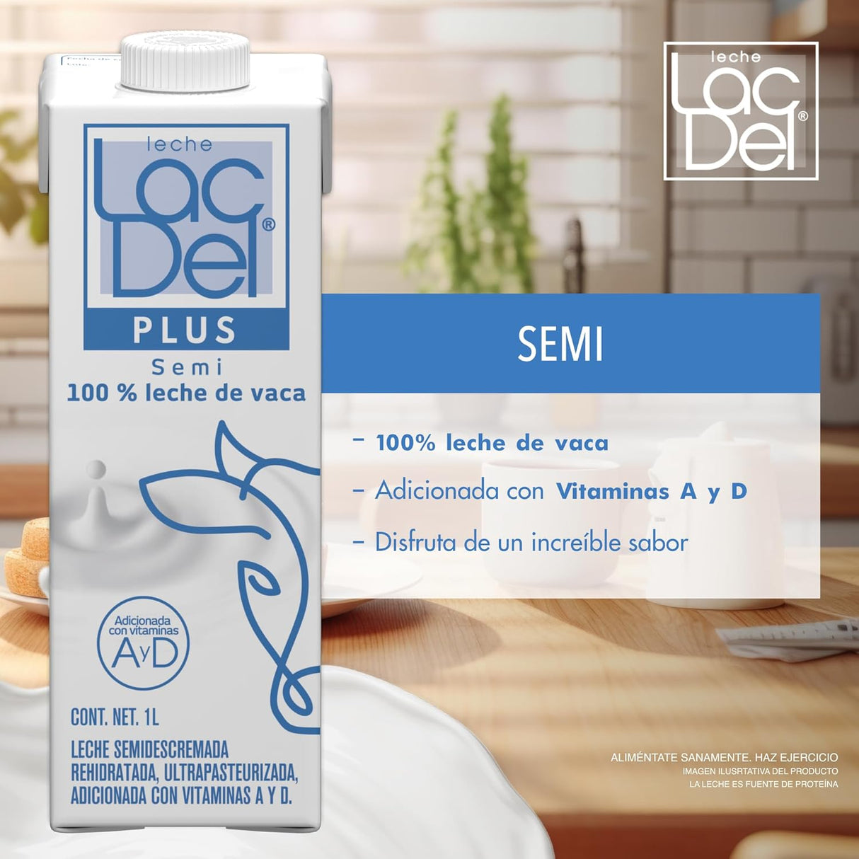 Caja de 12 piezas de 1LT c/u de Leche Entera Lac Del