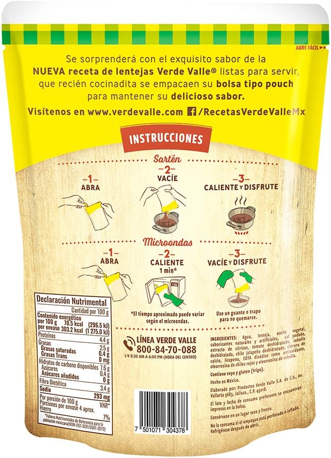 SOPA DE LENTEJA VERDE VALLE 12/430GR CJ
