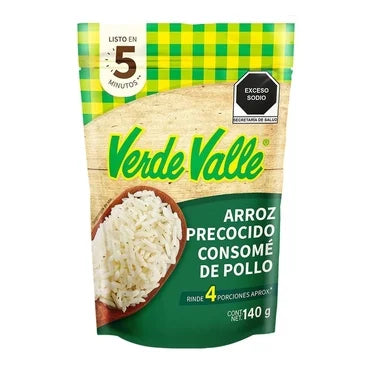 Caja de 16 piezas de 140GR c/u Arroz Banco Precocido Verde Valle