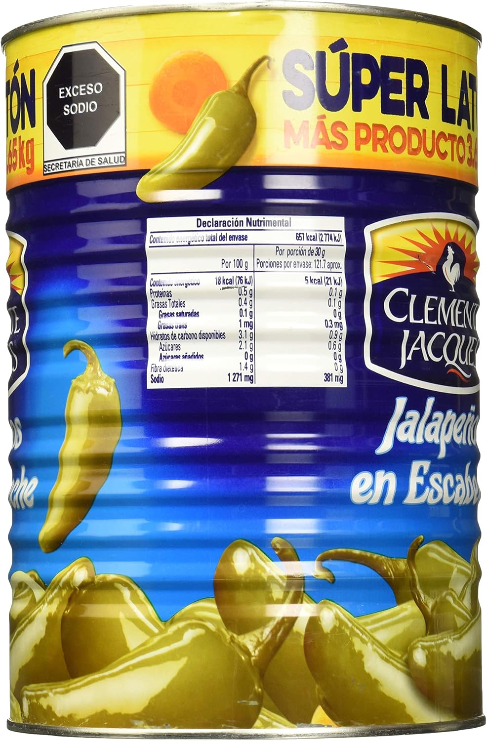 Caja de 6 Piezas de 3.65 KG c/u de Jalapeños Clemente Jacques