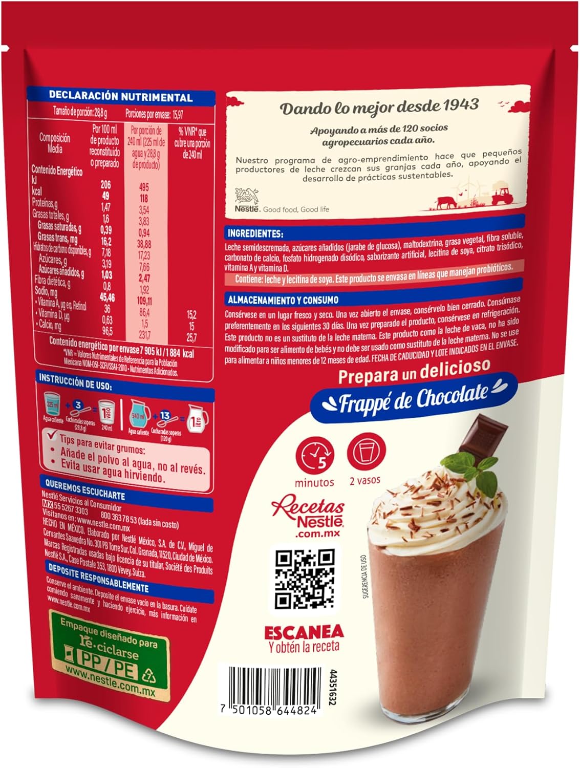 Caja de 24 Piezas de 460 GR c/u de Leche Clavel Polvo Carnation