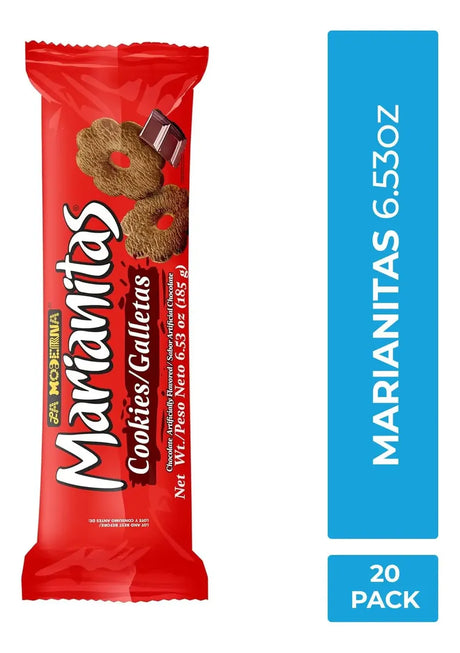 Caja de 20 Piezas de 185 GR c/u Galletas Marianitas Chocolate