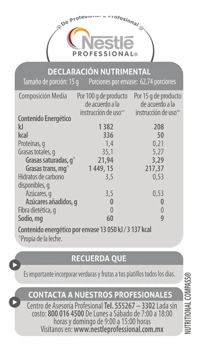 Caja de 12 Piezas de 950 ML c/u de Crema Para Batir Nestle