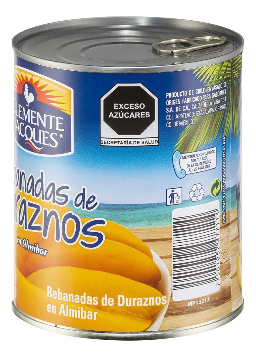 Caja de 12 Piezas de 820GR c/u de Durazno En Rebanadas Clemente Jacques