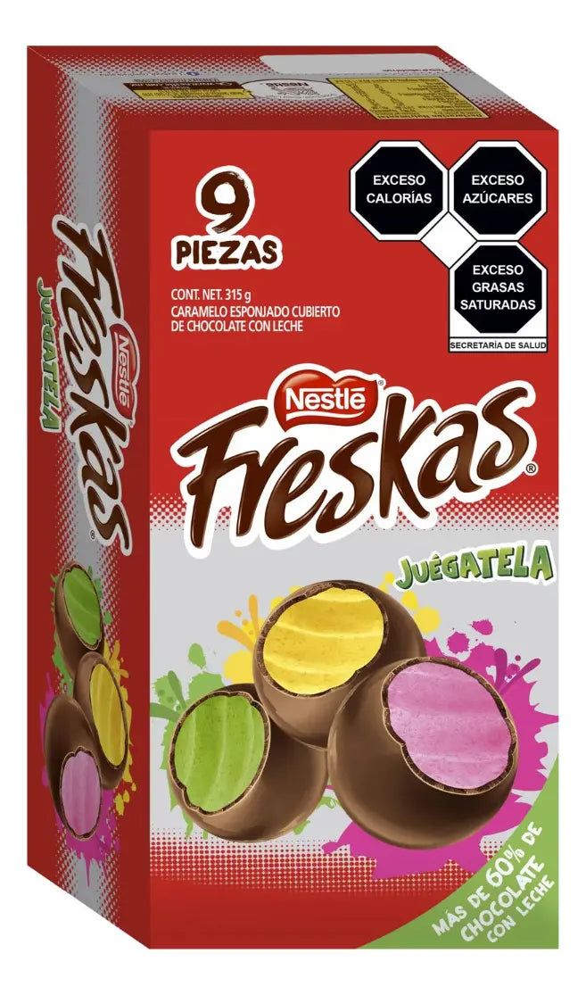 Caja de 16 Exibidores de 9 Piezas de 35 GR c/u de Caramelo Nestle Freskas