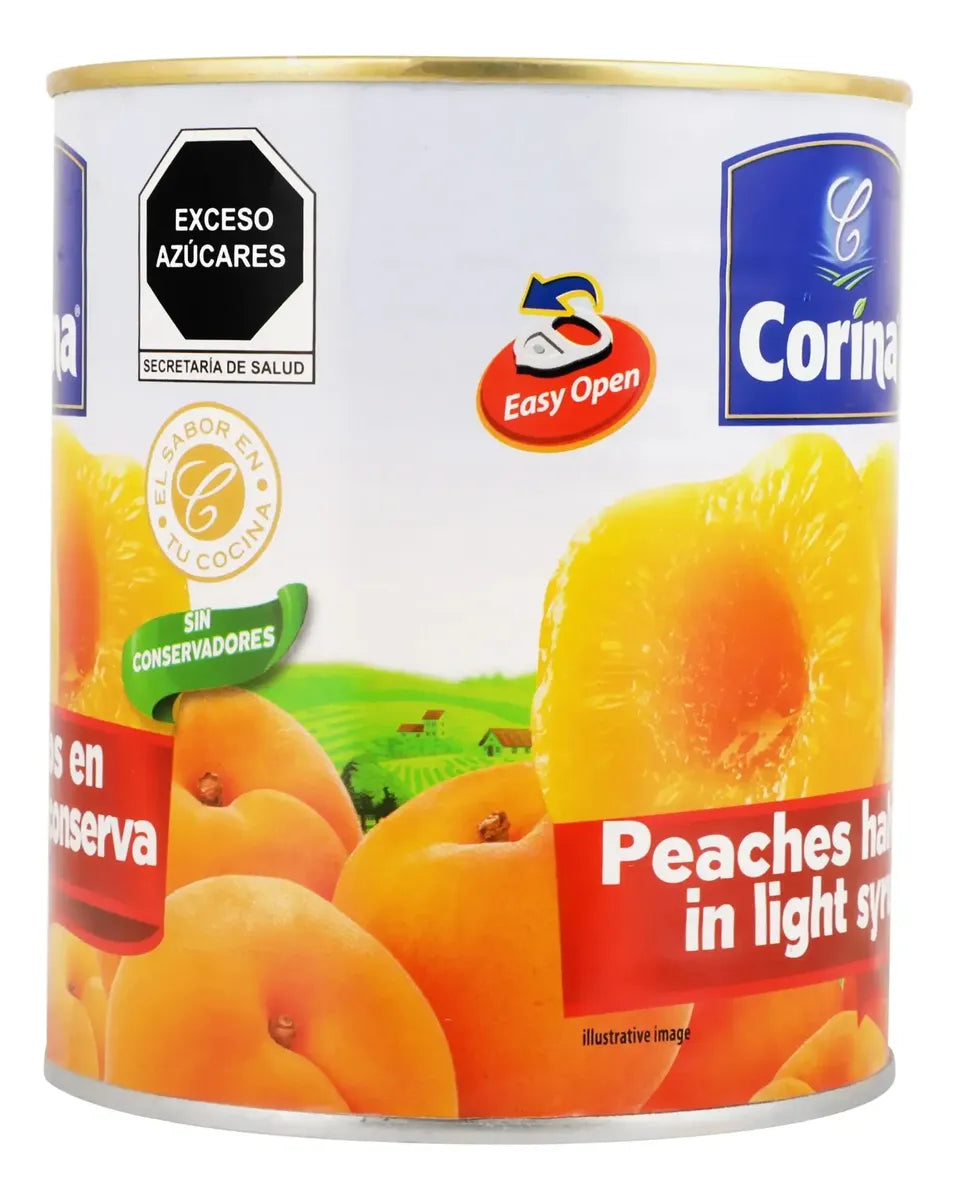 Caja de 12 Piezas de 820GR c/u de Duraznos Mitades Corina