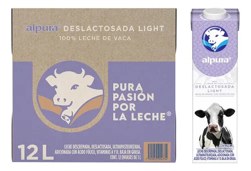 Caja de 12 piezas de 1LT c/u de Leche Alpura Deslactosada Light